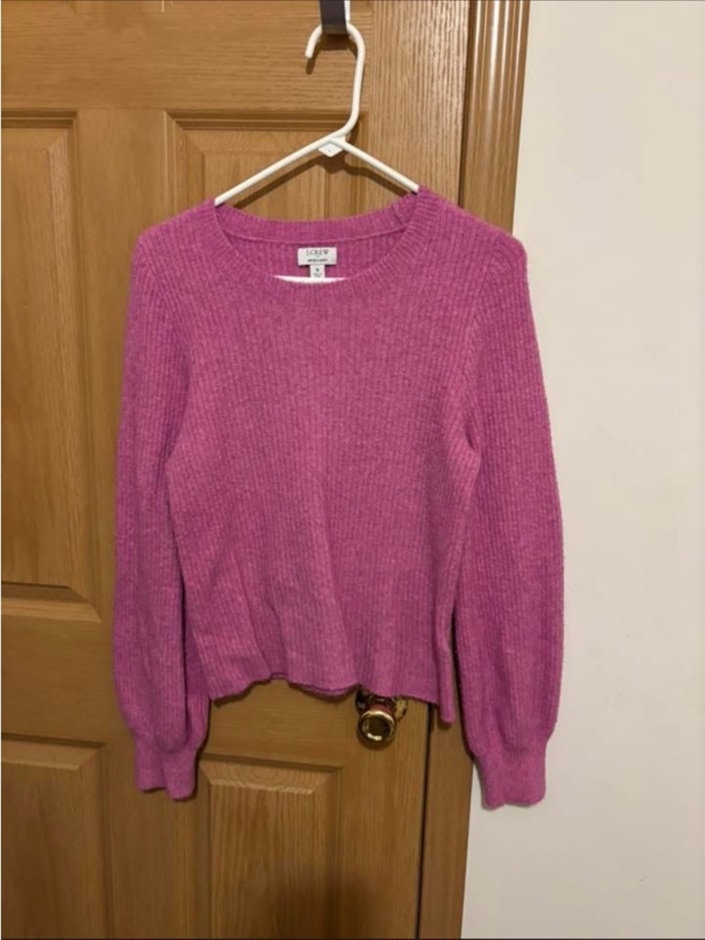 J. Crew Fuchsia Ribbed Crewneck Sweater